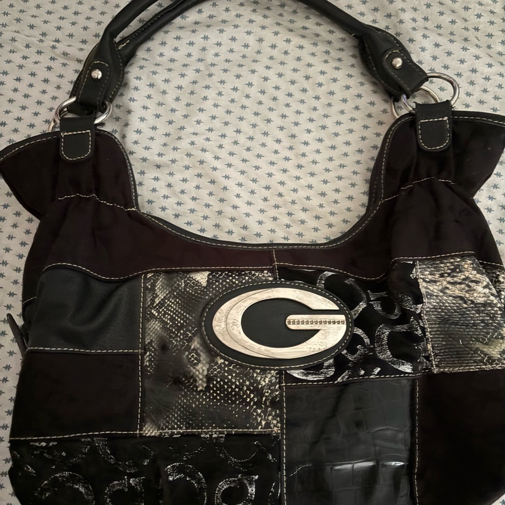 Stylish Black Patchwork Handbag